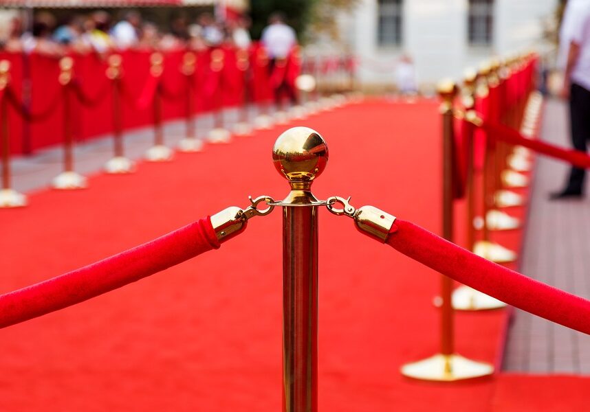 Red Velvet Ropes Blocking Off The Red Carpet